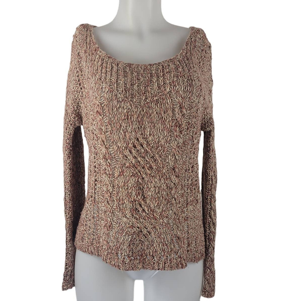 Free People Shade of Brown/Tan Open Knit Sweater Cotton/Linen/Alpaca Blend XS